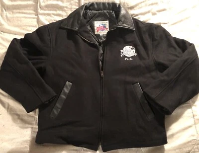 Vintage 1991 Planet Hollywood Paris Wool Jacket Leather Collar Full Zip 90s SM - Image 1 of 4