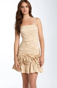 BCBG BCBGMAXAZRIA DRESS RUCHED STRAPLESS ROSETTE $398 NWT sz 6 - Picture 1 of 16