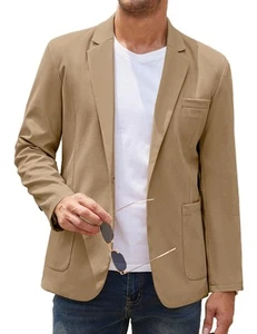 Men's Casual Linen Blazer Lightweight Regular Fit One Button Sport Coat Weddi... - Picture 1 of 6