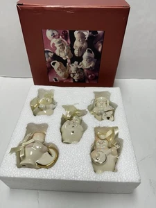 LENOX STANDABOUTS SNOWMEN PORCELAIN ORNAMENTS Set Of 5 - ORIGINAL BOX - Picture 1 of 7