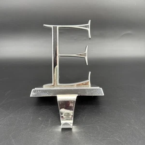 Pottery Barn Silver Monogram “E” Stocking Holder – Weighted Mantel Hook 5" Tall - Picture 1 of 4