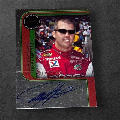 Jeremy Mayfield PAQUETE DE COLECCIÓN RETIRADO tarjeta firmada 2005 PASE DE PRENSA FIRMAS 037/100 Foto 1 de 2