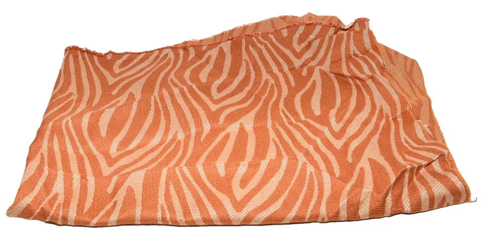 Vintage Orange Curved Stripes Upholstery Fabric 16x31 + 38" Long Triangle Fabric - Image 1 of 3