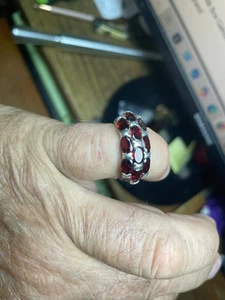 Vintage 925 schöner Granat Ring Thailand 8 1/2 - Bild 1 von 8