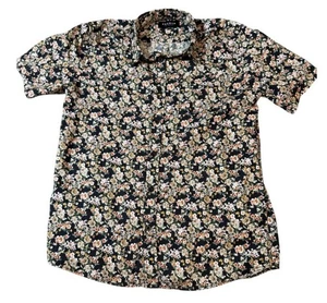 Pacsun Shirt Mens Medium Black Pink Floral Button Down Short Sleeve Hawaiian - Picture 1 of 7