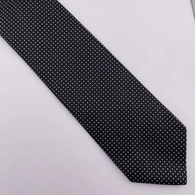 BOSS Hugo Boss Men Silk Black Micro Dot Necktie Made in Italy - Image 1 of 4