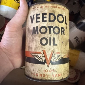 Raro! Lattina olio motore latta vintage Early Veedol Flying A 1 Qt Quart - Foto 1 di 10