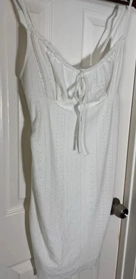 Vestido de mujer lechera gitana de encaje Y2K blanco mediano ojales mini babydoll imperio Foto 1 de 4