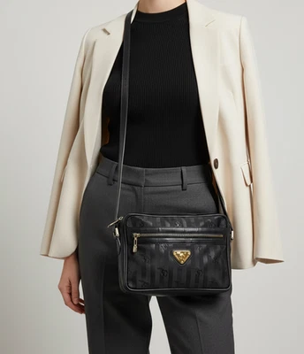 Bolso Bandolera Maison Mollerus Vinerus Negro Lona Recubierta Hecho en Suiza Foto 1 de 4