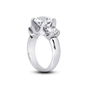 Diamanti naturali certificati tondi F-SI2 5,39 ct 950 plat. Anello di fidanzamento classico - Foto 1 di 3