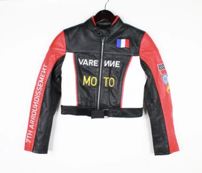 Varenne Moto Jacket Womens XS Cropped Black Red Leather - Image 1 of 4