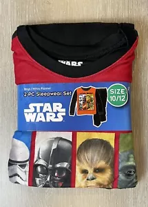 DISNEY STAR WARS 2 Pc Boy’s Flannel Pajama Set 10-12 Chewbacca Darth Vader Child - Picture 1 of 3