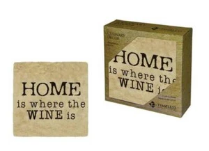 Coaster Set of 4 Home is Where the Wine Is Bar Kitchen Cup Accessory - Picture 1 of 1