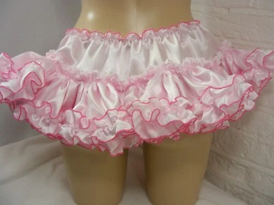 SISSY ADULT BABY FANCY DRESS pink/ cerise SATIN MICRO MINI FRILLY skater SKIRT - Image 1 of 4