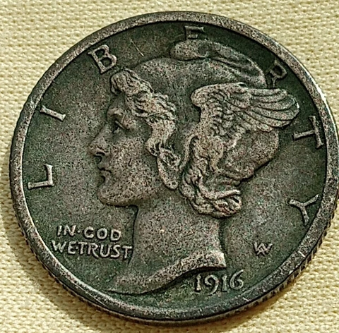 1916 P  RARE FIND. ERROR MERCURY DIME Cover
