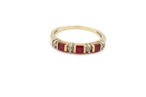 10k Yellow Gold Lab-Created Ruby CZ Ring Size 7 - Picture 1 of 9