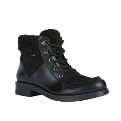 NUEVO CON ETIQUETAS Geox Impermeable Rawelle ABX Cuero Combate Botines Negro Talla 7 Foto 1 de 4