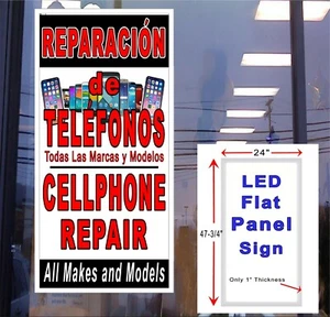 Reparacion de Telefonos Spanish Cell phone repair LED Light box window sign - Picture 1 of 7