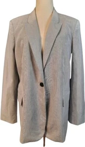 Sportscraft Size 18 Navy White Pinstripe Cotton Long Sleeve Blazer Work Jacket - Picture 1 of 6