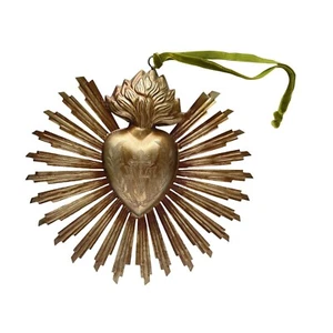 Golden Monogrammed M Traditional Wall Decor Sacred Heart Sunburst Milagro - Picture 1 of 5