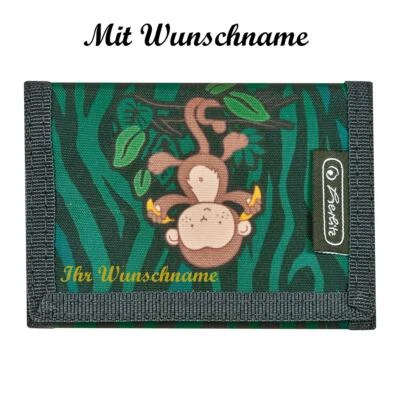 GRAVUR BY LIVEPAC-GESCHENKELT Herlitz Kinder Geldbörs mit Namensgravure - Geldbeutel - Portemonnaie - "Monkey"