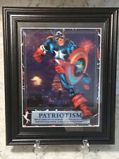 Marvel Comics Lenticular 3-D Picture Captain America 11”x13” W/Frame PATRIOTISM