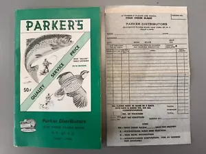 1960 Parker Distributor Fishing Hunting Supply catalog cover art metal tin sign - Picture 1 of 4