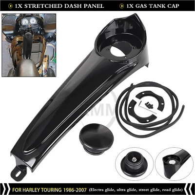Stretched Dash Panel Gas Tank Cap Cover Kit For Harley Street Road Glide FLTR Foto 1 de 4