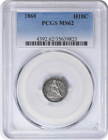 1868 Liberty Seated Silver Half Dime MS62 PCGS Cover