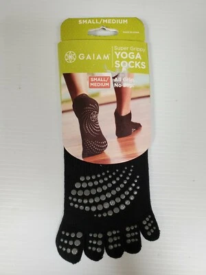 Yoga Toe Ankle Socks Size Small / Medium - GAIAM Super Grip Black No Slip  - Image 1 of 2