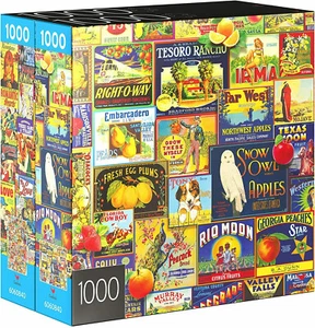 Romance Comics & Fruit Labels- Cardinal Puzzles 2 Pack 1,000 pieces - Picture 1 of 7
