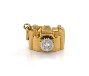 Tiffany & Co. Diamond 18k Two Tone Gold Camera Charm Pendant-Authentic - Picture 1 of 12