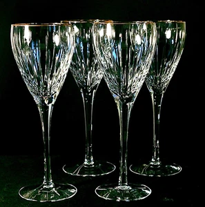 LENOX GRANDURE WINE GLASSES, 7 7/8", 6 oz, Cut Lead Crystal, 22K Trim, USA, 4PCS - Picture 1 of 10