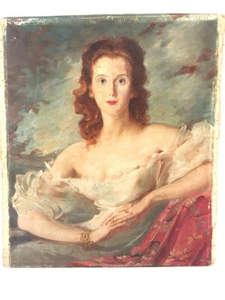 Damenporträt Gemälde Maria Szantho Budapest 1946 - Picture 1 of 6