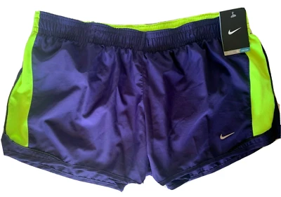 NEW NIKE [XL] Women's DRI-FIT Run/Yoga/Track Shorts-Deep Purple/Volt 454439-422 - Image 1 of 2