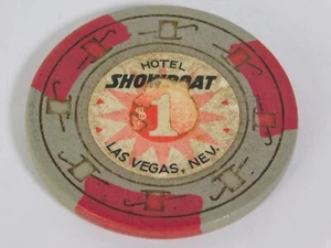 VTG 1980's Showboat LAS VEGAS NEVEDA CASINO $1 POKER CHIP - Picture 1 of 2