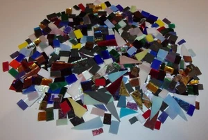 450+ Mosaic Cut Glass Tiles 14oz. MULTI SHAPES-SIZES-COLORS Art Craft S007 - Picture 1 of 4