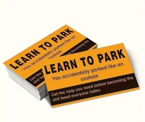 50 LEARN TO PARK Bad Parking Cards Fake Ticket Prank Joke Gag Gift - Picture 1 of 4