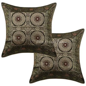 Indian Brocade Elephant Cushion Cover Home Decor Cotton Pillow Case 16" - Picture 1 of 3