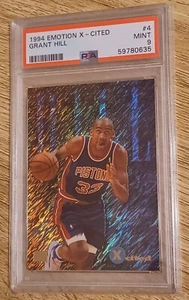 1994 Emotion X-Cited #4 Grant Hill Detroit Pistons RC Rookie PSA 9 MINT New Slab - Picture 1 of 3