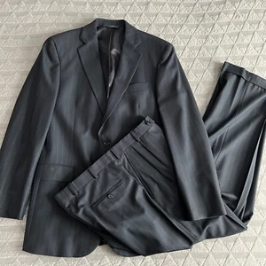 Brooks Brothers 346 Stretch Grey Striped 2 Piece Wool Suit 41L 35x31 - Picture 1 of 13