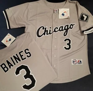 Camiseta deportiva de béisbol Harold Baines de los Majestic Chicago Medias Blancas 1728 gris nueva - Imagen 1 de 1
