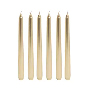 Taper Dinner Candle Gold 25cm Dripless Burn time is approx. 7-8 hours- 6 Pack - Picture 1 of 3