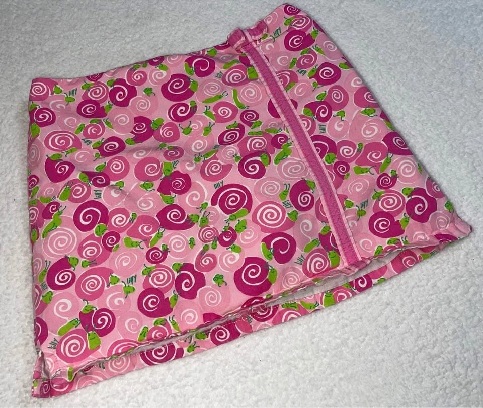 Falda corta Lilly Pulitzer niña rosa y verde vintage remolino caracol Foto 1 de 4