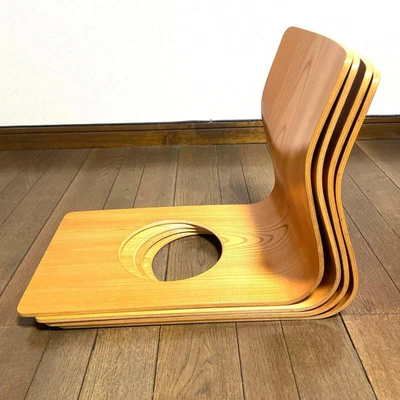 Tendo Mokko Zaisu Floor Chair Plywood Kenji Fujimori Design 4pcs Very Good - Image 1 of 4