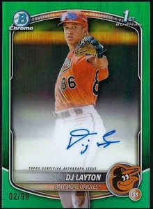 2025 BOWMAN CHROME DJ LAYTON 1ST AUTO GREEN REFRACTOR #02/99 CPA-DL - Picture 1 of 4