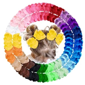 40Pcs 4.5" Hair Bows Clips Grosgrain Ribbon, Alligator Clips, Barrettes Hair ... - Picture 1 of 7