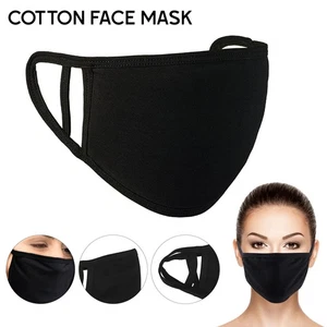 Premium Black Cotton Adult Face Mask Washable Reusable Breathable Mask 1-10 Pack - Picture 1 of 13