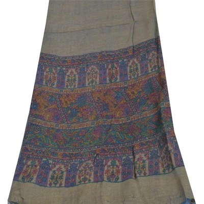 Bufanda de lana india estampada tejida Dupatta vintage sánscriti flecos de velo Foto 1 de 4