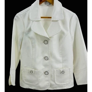 Joseph A Qu'est-ce Damenblazer cremefarben Waffelstrick 3 Knöpfe Größe 8 - Bild 1 von 7